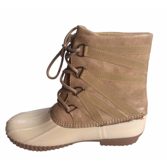 Yoki Dylan Duck Boots Womens 8 Insulated Cream/Beige Rubber Lace-Up Outdoors - Picture 2 of 13